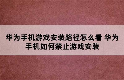 华为手机游戏安装路径怎么看 华为手机如何禁止游戏安装